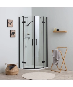 BOX DOCCIA "STELLA" SEMICIRCOLARE ALLUMINIO NERO, 80X80X190 CM